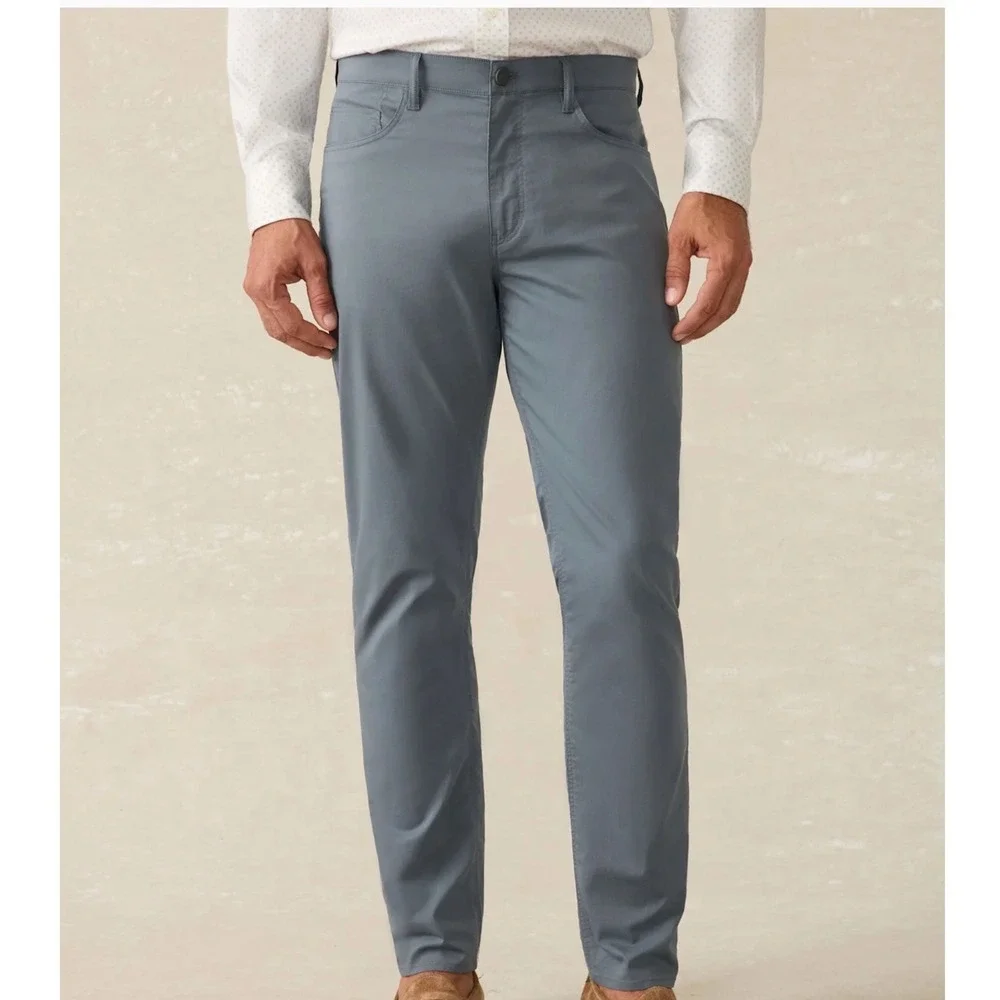 Faherty Movement 5-Pocket Athletic Fit Pants Rocky Blue 34x34 New With Tags